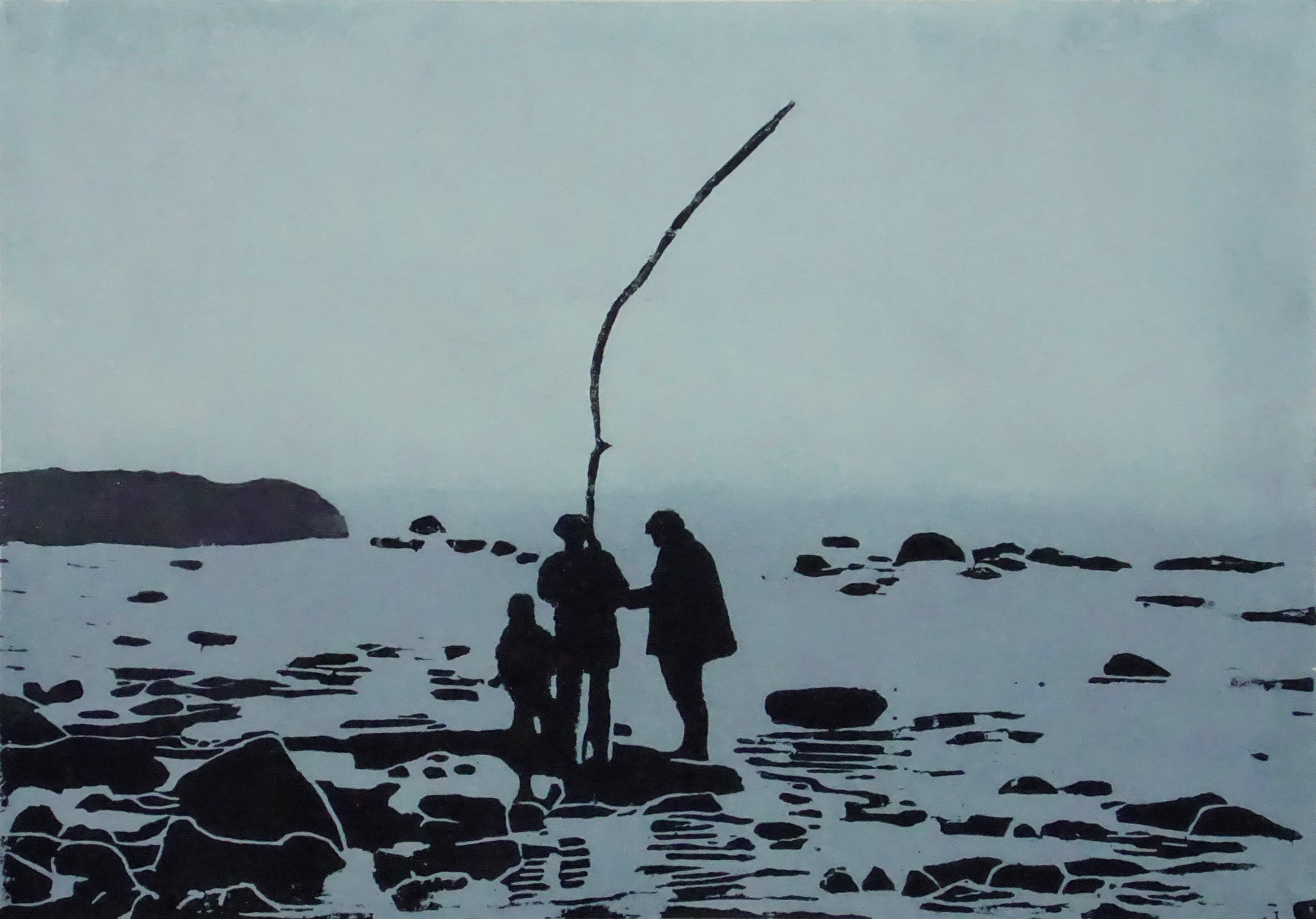 Anke Weßling, Poeler Strand, 2019, Farbholzschnitt, Foto: Jan Weßling