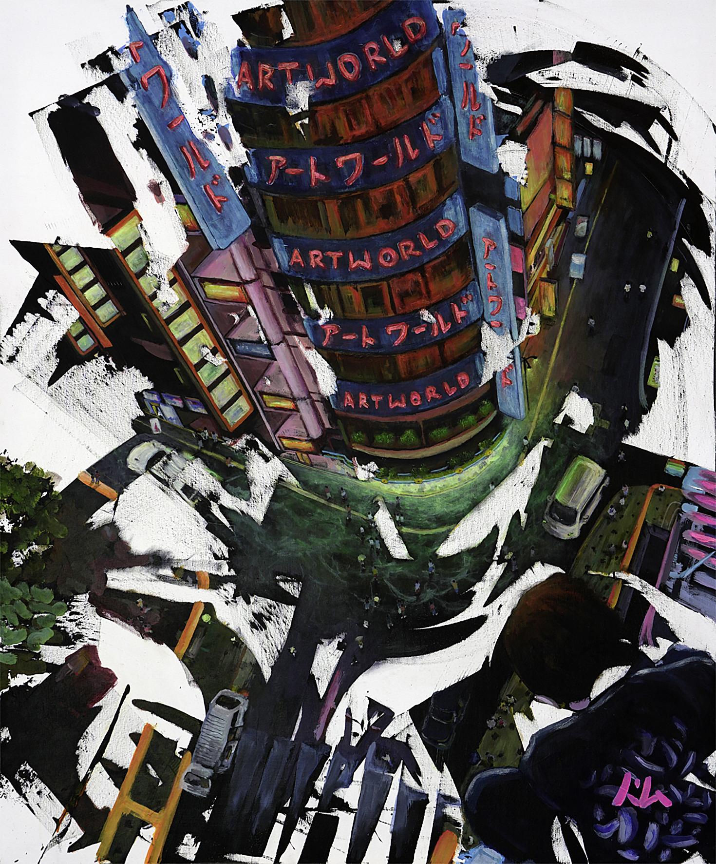 tom wollenberg, Tokyo von Oben, 2021, Acryl auf Leinen (Foto: Günter Knop)