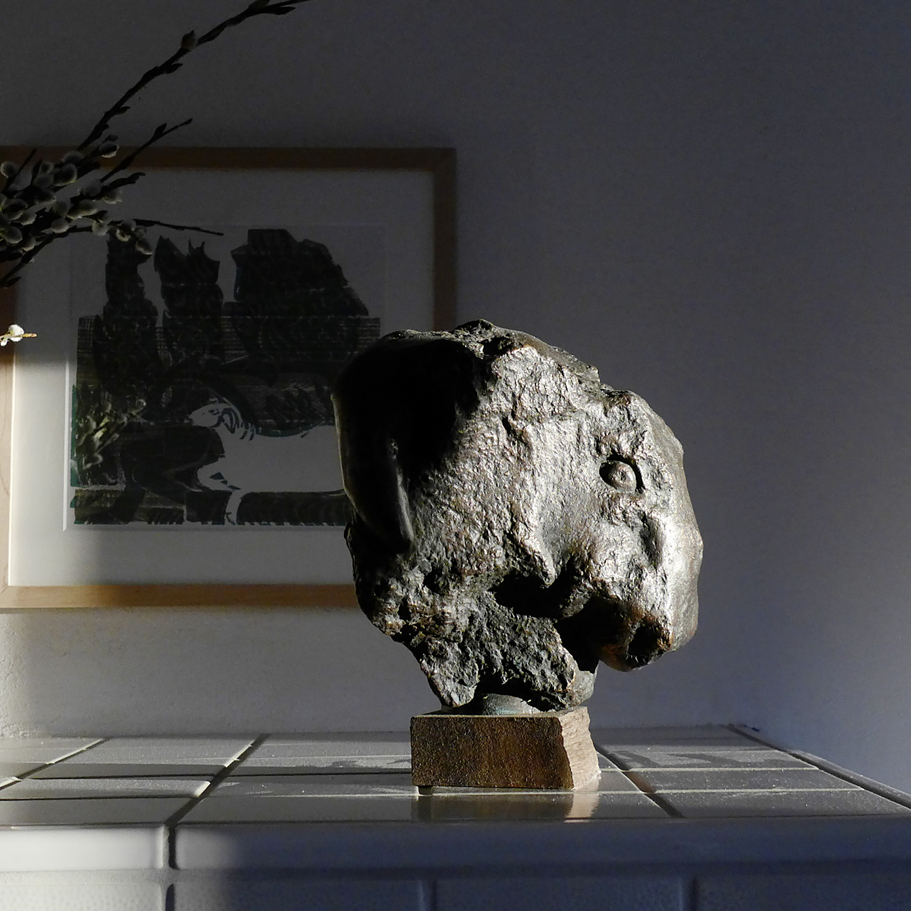 Wolfgang Baumann, Widderkopf. Bronze nach Granitoriginal