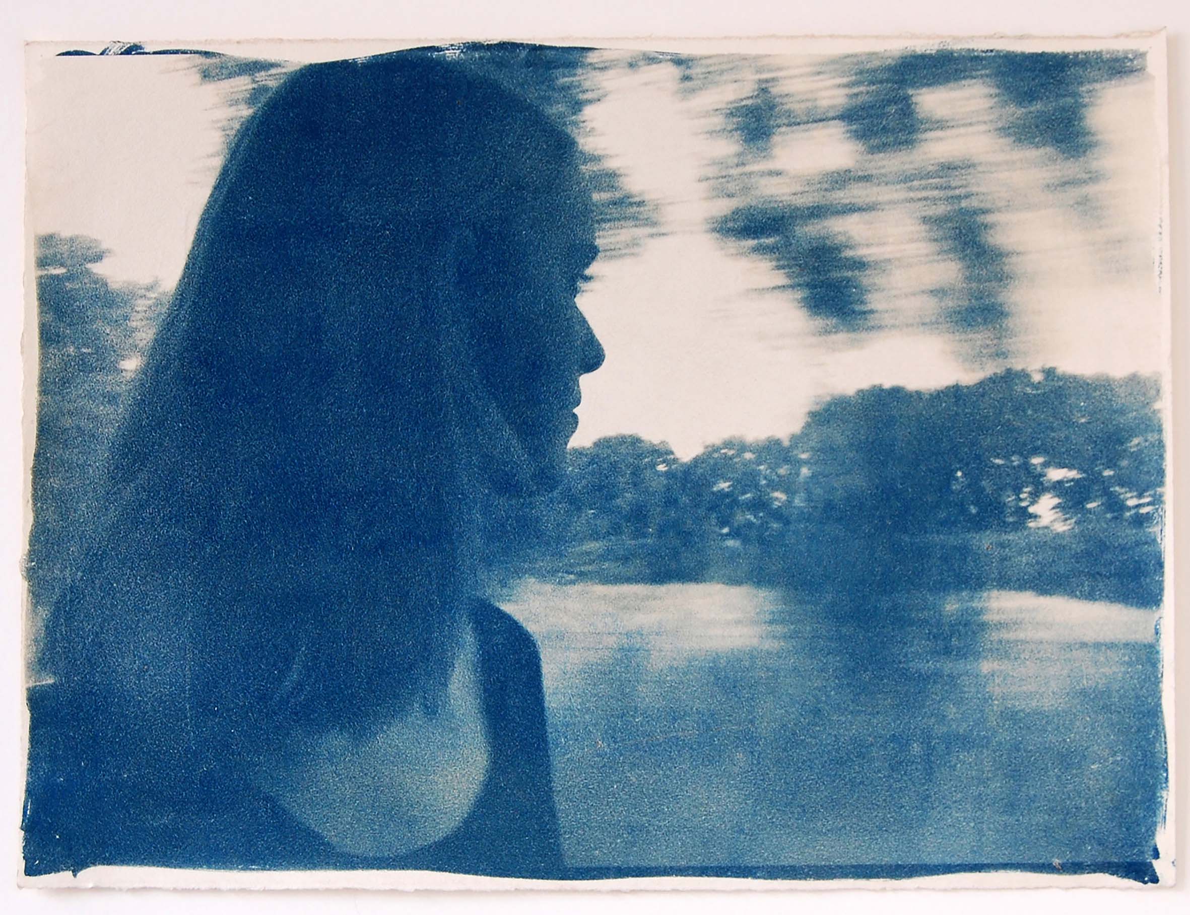 Katja Liebmann: Nördliche Kulisse / 4 (Amelie) 2024,  Cyanotypie auf Kupferdruckpapier