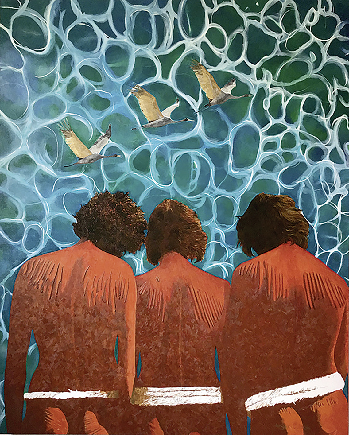 Aengus Cullinan, SISTERS IN SOLIDARITY AGAINST COLONIALISM. Gouache, Beeswax, Oil and acryl paint  on Linen