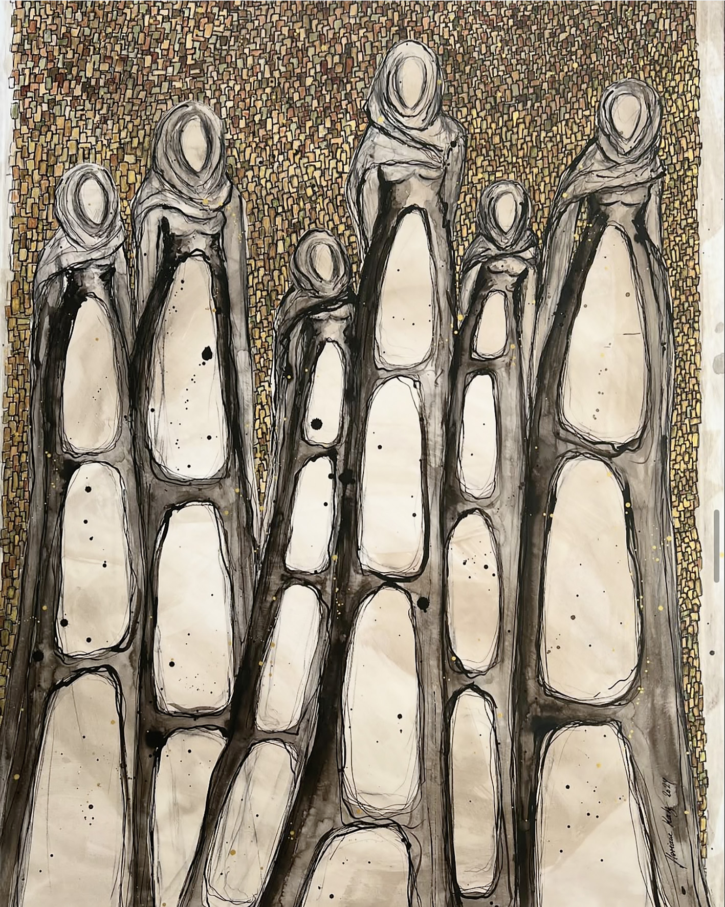 Floriane Kalz: The space they hold. 2024, Mixed Media auf Papier