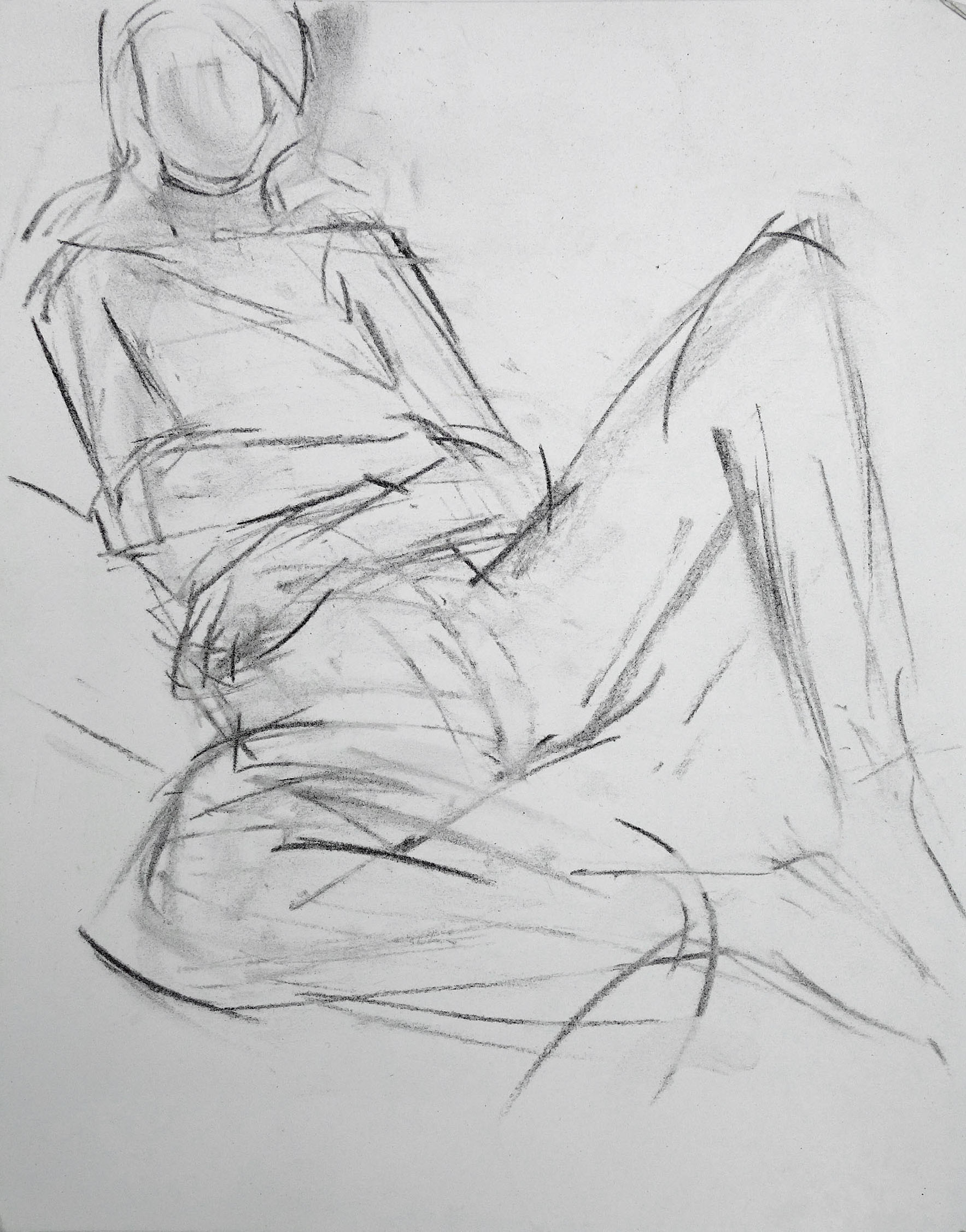 Katharina Vogt: Figur, sitzend, 2023, Kohle