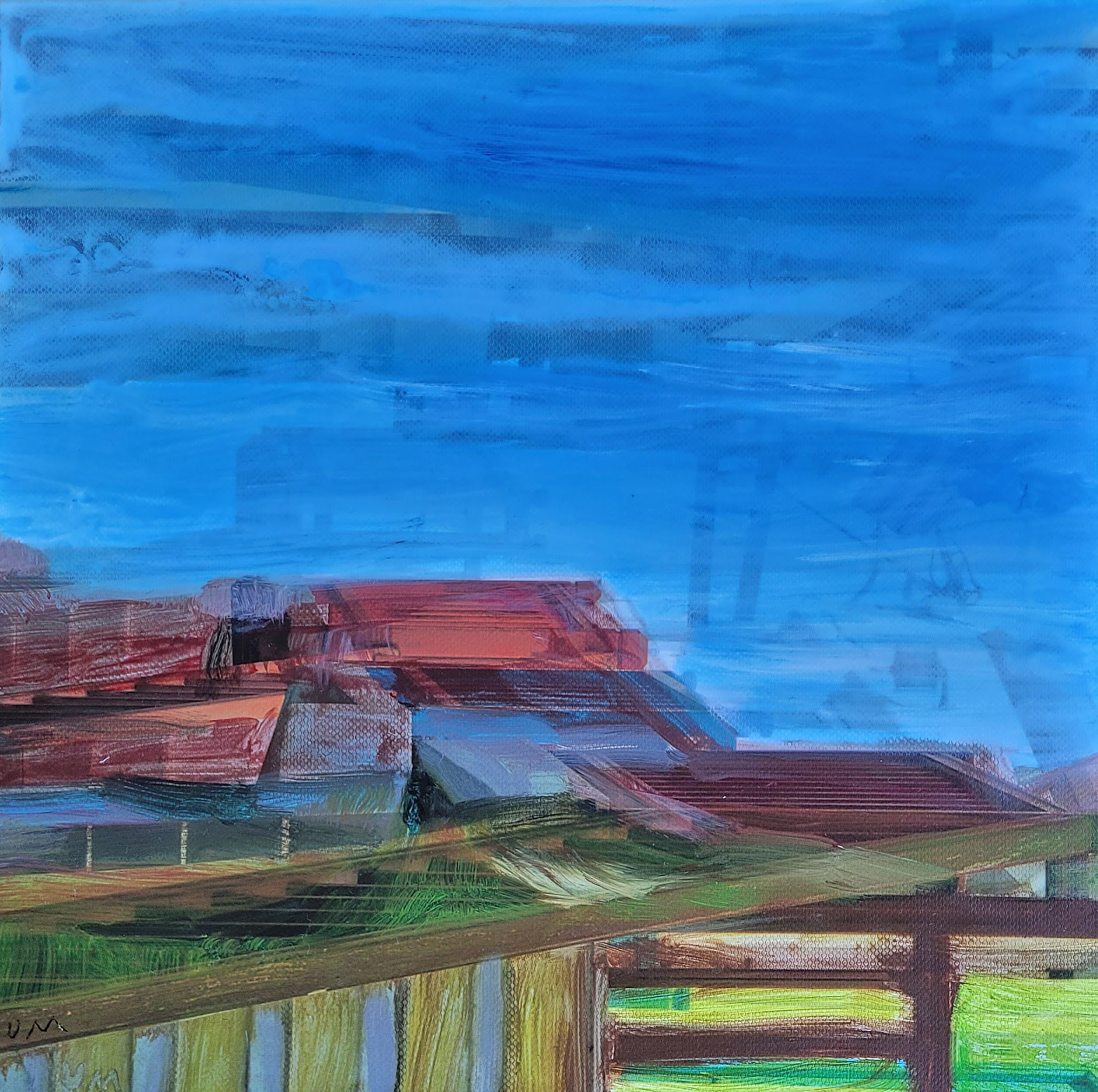 Ulf Michaelis: Am Hafen (1). 2025, Acryl, Textilgewebe