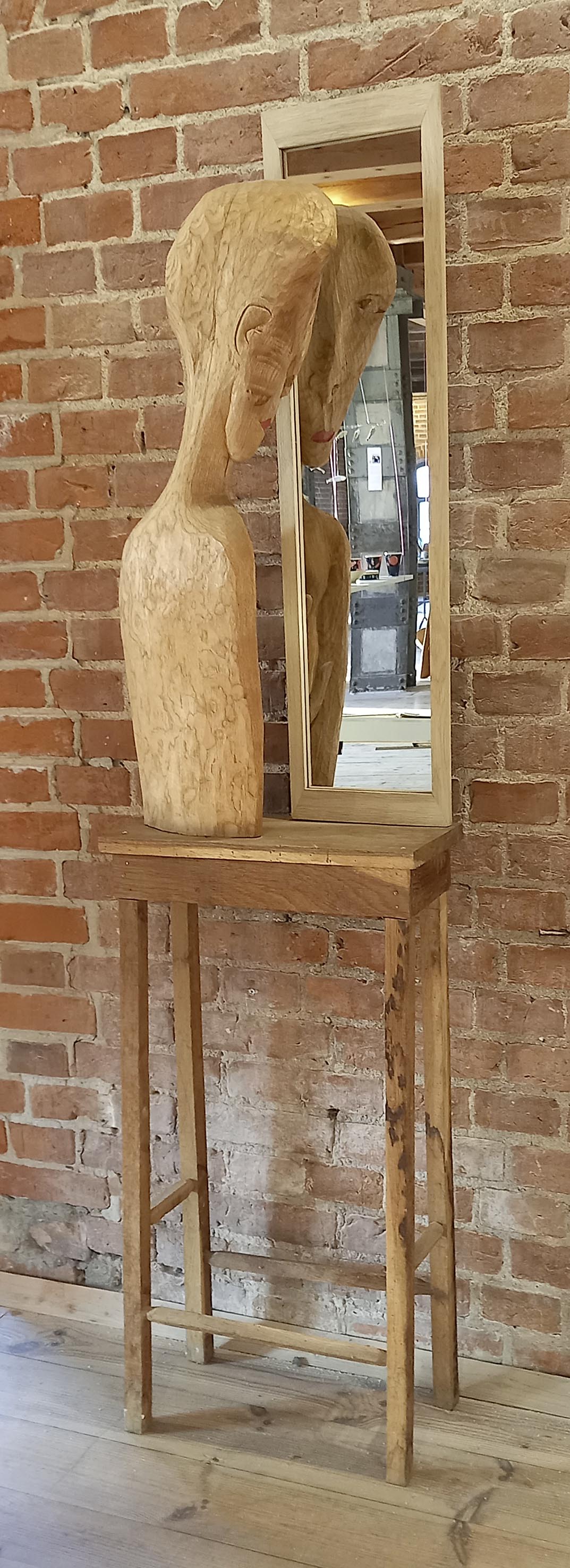 Barbara Wetzel: Selbst. Holzskulptur Foto: Julia Miksch