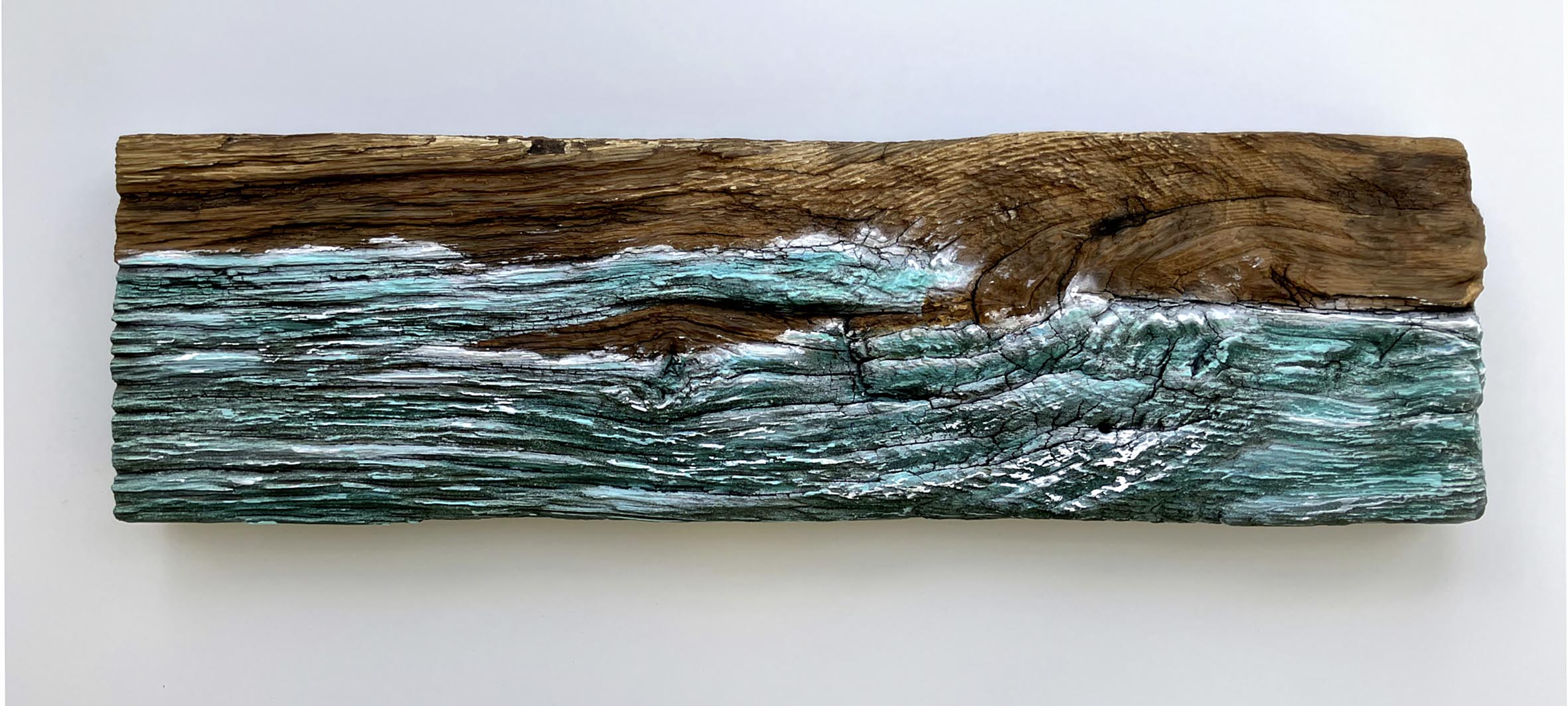 Torsten Bahr: Felsenküste #042024. 2024, Acryl, Tinte, Holz