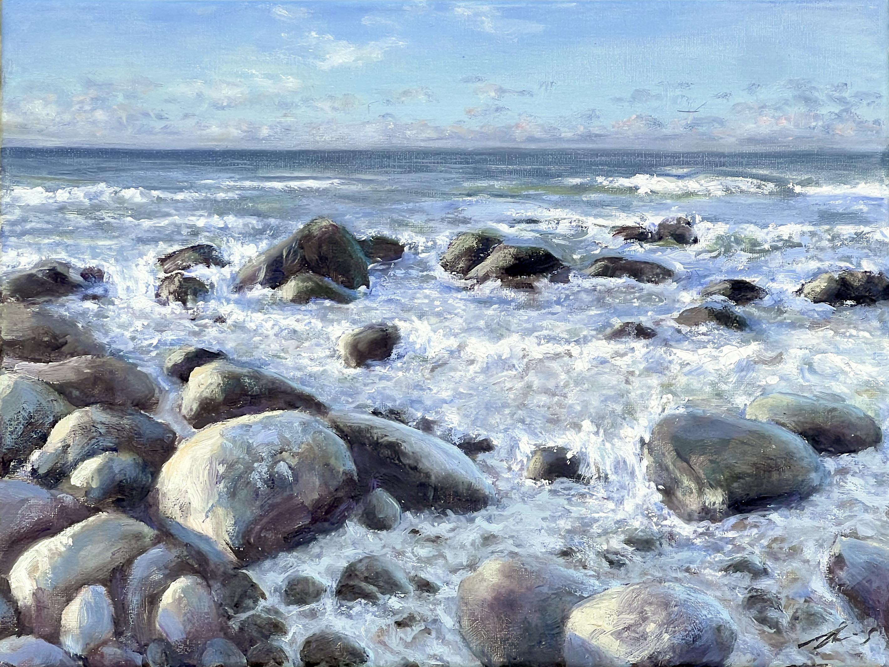 Thomas Freundner: Steine im Wasser. 2025, Öl auf Leinwand
