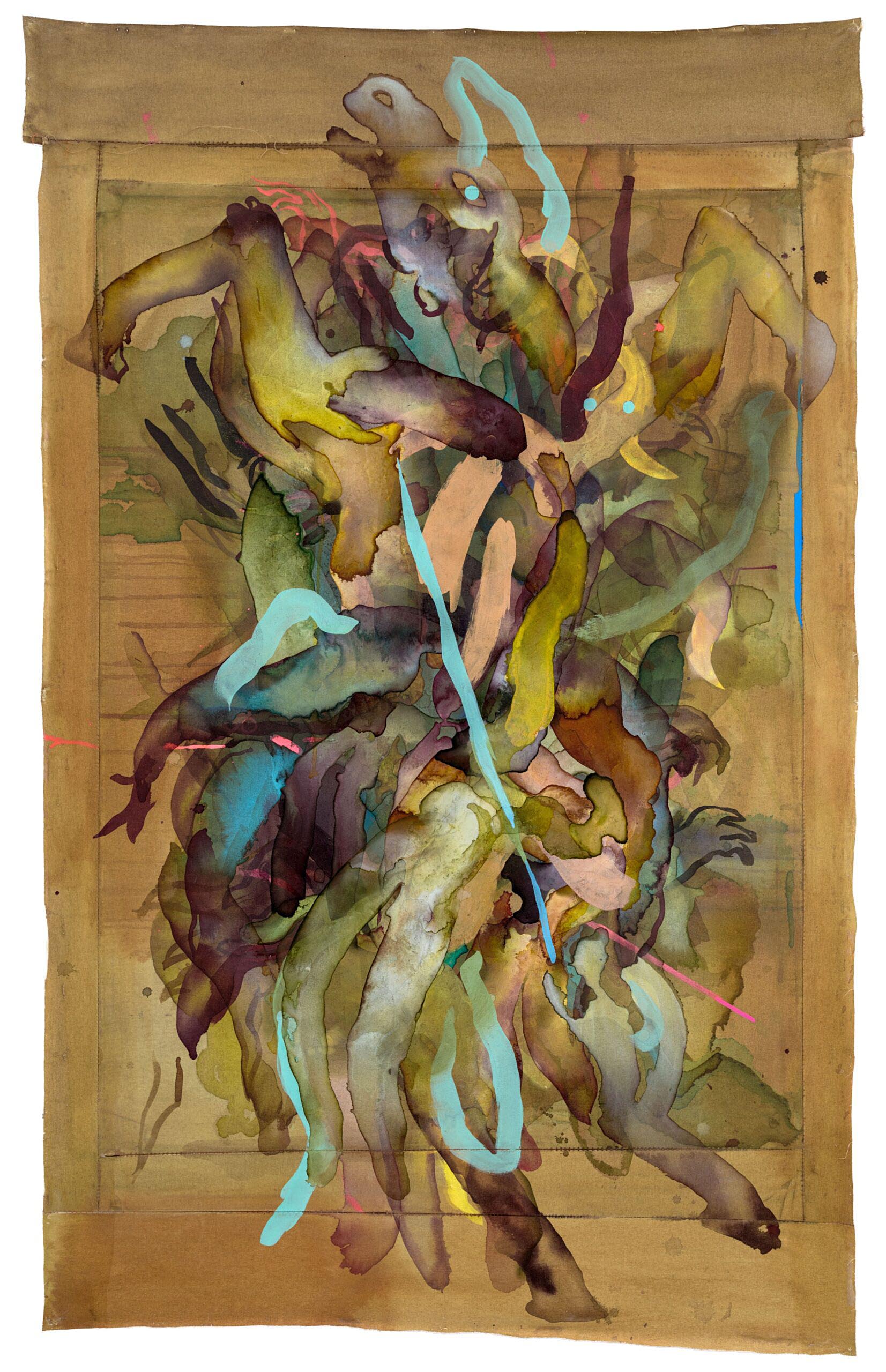 Anija Seedler: Apocalyptic rider. 2024, Ink, pigment, varnish on raw linen